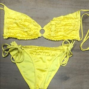 Yellow Ruffle Side Tie Bikini